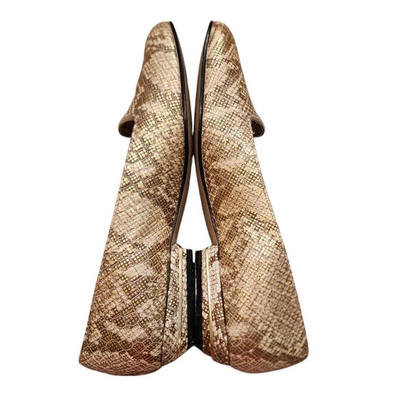 California Magdesians Shoes Women 6.5 Gold Leather Snakeskin Print Slip On Vtg - Picture 12 of 14